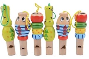 GICO 7941 - Fischietto per bambini in legno, 6 trombe con animali, colori assortiti
