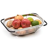 [SE ADAPTA A LA MAYORÍA DE FREGADEROS] Las asa extensibles sobre el fregadero se extienden de 35 cm (mínimo) a 52 cm (máximo) para facilitar la suspensión y el drenaje. Las manijas tienen un agarre de goma para un uso antideslizante y antideslizante, seguro para la mayoría de los fregaderos.