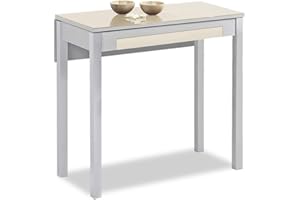 ASTIMESA Mesa de Cocina, Metal, Beig, 80x40cm-extendida 80x60 cms