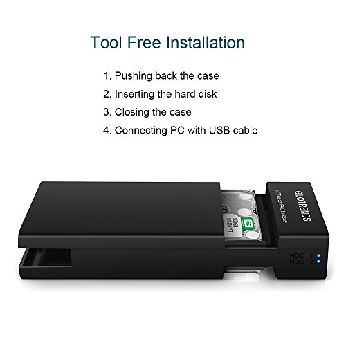 Externes RAID HDD Festplatten Gehäuse – GLOTRENDS 25R USB 3.0 2 Bay RAID Enclosure for 2.5 inch SATA HDD/SSD with Micro-B USB 3.0 Interface ABS Plastic Case Black - 6