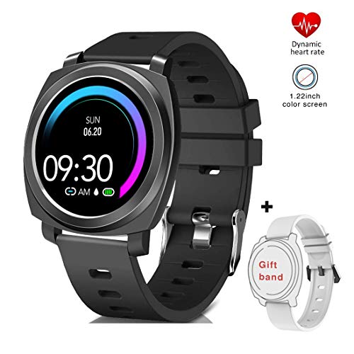 EUMI Montre connectée étanche 67 avec cardiofréquencemètre et Pression artérielle, Bracelet Intelligent avec Moniteur de Sommeil, Calories GPS, Montre de Sport pour Homme et Femme