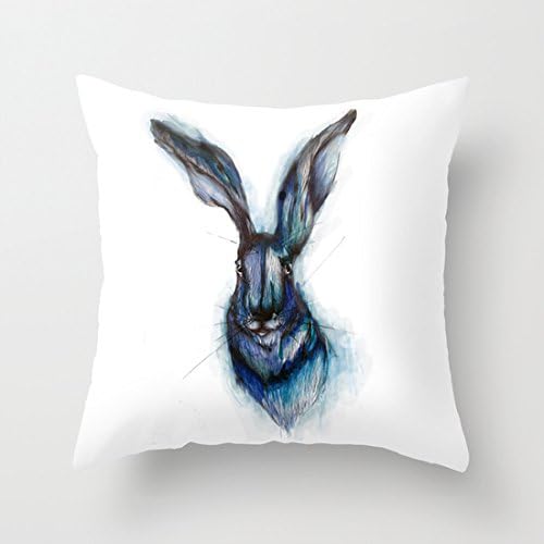 Blue Hare Cute Canvas Throw Pillow Covers Decorative Throw Pillows Pillowcase Cushoion Covers 18 x 18