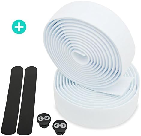 URBAN ZWEIRAD Tear-resistant bicycle handlebar tape incl. end stopper and adhesive strips - extra slip-resistant and easy to mount - 200 cm x 3 cm - 3 mm thickness