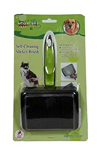 Furry Angels Plastic Slicker Brush with Press Key for Dog Grooming (Large) Color - Black