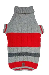 Petlicious & More High Neck Knitted Winter Dog Sweater Jumper Knitted Warm Winter Wear for Large Dogs Pet Apparel (Size - 28 Inch, Color - Red)