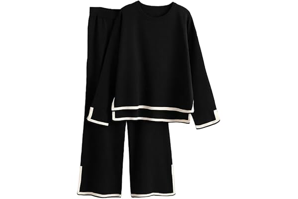 Cicano 2-delat set, kläder för kvinnor, stickad tröja, långärmad pullover, topp och byxor, lounge- och träningsoveraller