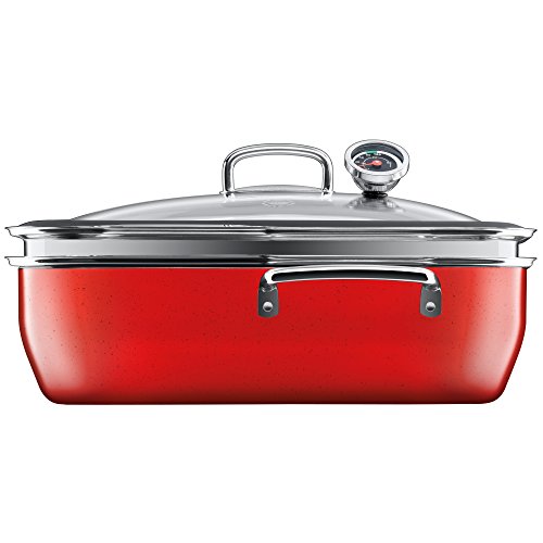 Silit Dampfgarer 35,6×18,4×33,3 cm ca. 6,7l ecompact Energy Red Made in Germany Glasdeckel mit Silikonrand und Thermometer Silargan Funktionskeramik induktionsgeeignet spülmaschinengeeignet - 2