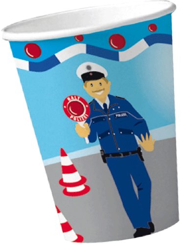 90-teiliges POLIZEI PARTY SET für Kindergeburtstag mit 8 Kinder: Teller, Becher, Servietten, Einladungen, Platzsets, Trinkhalme, Luftballons, u.v.m. von Riethmüller // Motto Deko Fest Kinder Geburtstag Polizist Police - 3