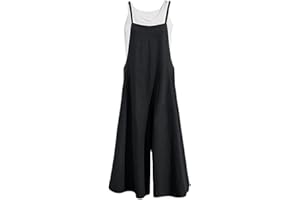 GUOCU Salopette in Lino Senza Maniche da Donna Vintage Tute in Lino Baggy Pantaloni a Gambe Grandi Estate Pagliaccetti Elegante Ragazza Overall Jumpsuit Casual Pantaloni Larghi Incinti Taglie Forti