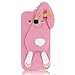 Produktbild Sunroyal 3D Fashion Case Cute Funny Süße Silikon Schutzhülle Buck Teeth Bunny Rabbit Soft Weichem Handy Tasche für Samsung Galaxy J7 J700F SM-J700F Karikatur Cartoon Zubehör Set Handyhülle Etui Skin Shell Zurück Rückseite, Pink Rosa