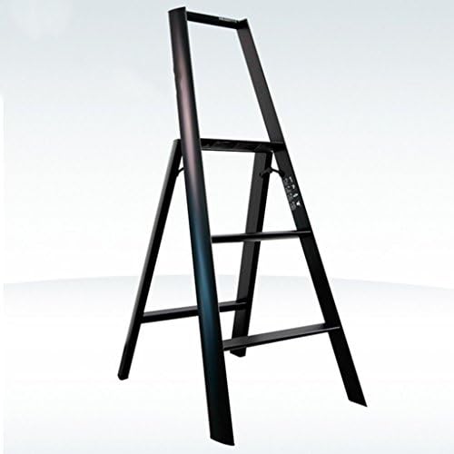 WSSF- Ladders stools Herringbone Ladder Folding 3 Step Aluminum Alloy Stepladder Stool Indoor Thick Small Ladder Stool Household Multi-purpose Non-Slip Tread Stair Stool Garden &amp; Kitchen Tool Color Optional, 53*16*133cm ( Color : Black )