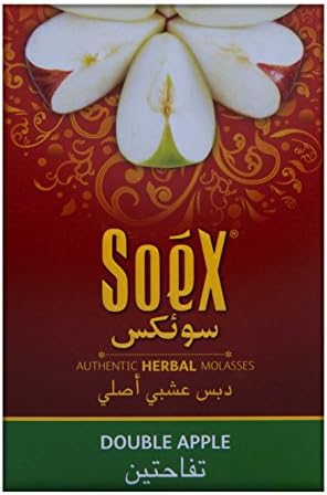 50g Soex Authentic Hookah Herbal Shisha Molasses Flavours Various Flavour (DOUBLE APPLE)