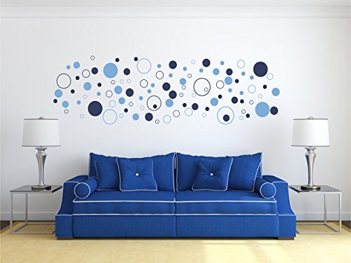 Wandtattoo 100 bunte Kreise – zweifarbig, dunkelgrau grau, anthrazit selbstklebend in Wunschfarben – Punkte, Dots, Wandaufkleber Wandtatoos Sticker Aufkleber für die Wand, Fensterbild, Tapetensticker, Türaufkleber, Tattoo aus Markenfolie – aus 32 Farben wählen - 6
