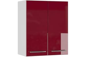 Vicco elément Haut de Cuisine Fame-Line, Rouge Bordeaux Haute Brillance/Blanc, 60 cm