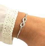 Jahamota Armband unendlichkeitszeichen Damen 925 Silber infinity Frauen mit funkelnden Schmucksteinen, verstellbar, für immer Liebe Handmade mit Echtheitszertifikat, Geschenk für Freundin, Modeschmuck