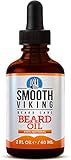Beard Oil for Men - Use With Balm and Conditioner for the Best Facial Hair Grooming Kit - Relieves Itching for Easy Beard Growth - With Argan Oil, Jojoba Oil, Vitamin E and More - 2 OZ - Smooth Viking