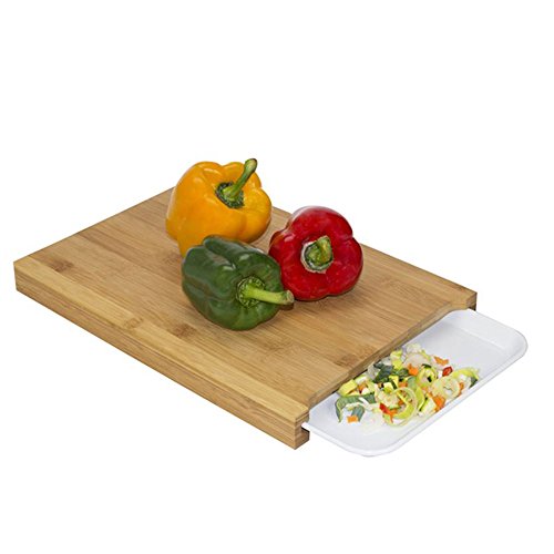 Schneidebrett mit Auffangschale grau, Bambus, ca. 38.0 x 26.0 x 4.0 cm - 2