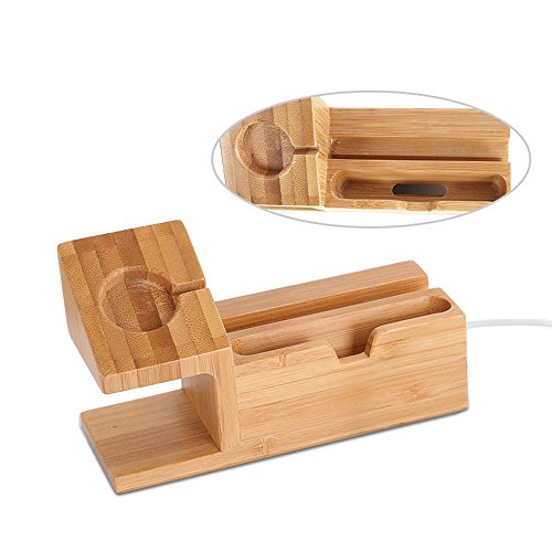 Efanr bambÃ¹ legno 3Â porte USB stazione di ricarica multifunzione caricabatteria da tavolo dock supporto supporto per iPhone 7/6s/6/5s smartphone Apple Watch 38Â mm/42Â mm
