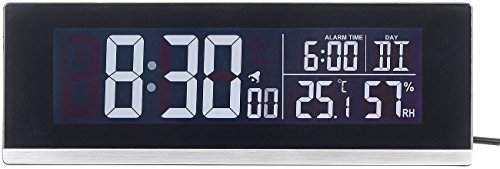 infactory Tisch-Funkwecker mit Thermometer, Hygrometer und USB-Ladebuchse, 2 A - 3