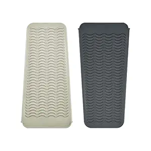 EIOKIT Silicone Heat Resistant Travel Mat Pouch for Hair Straightener,Crimping Iron,Hair Curling Iron,Hair Curling Wand,Flat Iron,Hair Waving Iron (2 Pack, Light Grey&Beige)