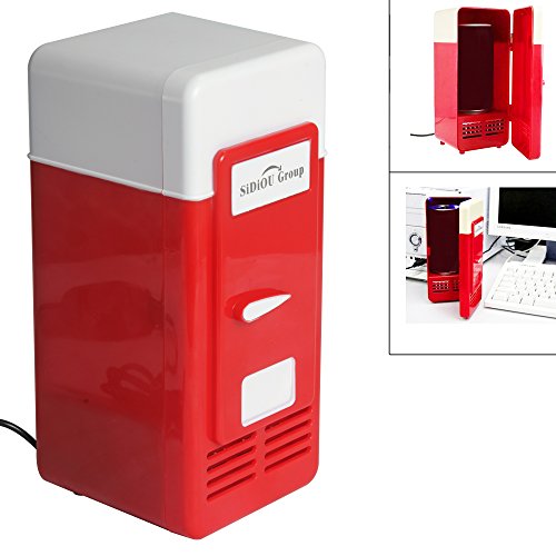 Sidiou Group Handliche Mini-USB-Kühlschrank Cooler Gadget Beverage Getränkedosen Kühler / Wärmer Kühlschrank rot - 7