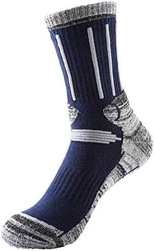 Langxi Men’s Outdoor Skiing Climbing High Terry Socks Full Cushion General Athletic (UK Shoe 6-11, EUR 39-45, Navy)