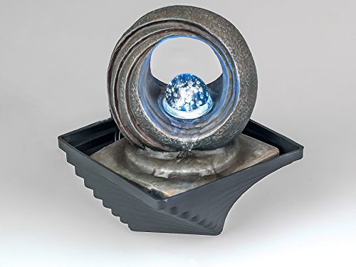 Zimmerbrunnen Stone Art Modernes Design mit LED Beleuchtung und Glaskugel 23 x 20 cm
