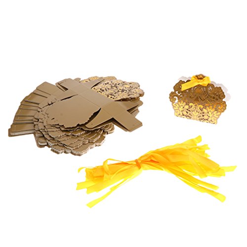 Gazechimp Süßigkeiten Boxen mit Band Geschenkboxen Hochzeit Party Set/50 Stück – Gold, 7,9 x 3,2 x 9,5 cm - 3