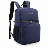 TOURIT 28L Sac Isotherme Sac à Dos Glacière Double Couches pour Pique-Nique Camping Voyage Randonnée Bleu