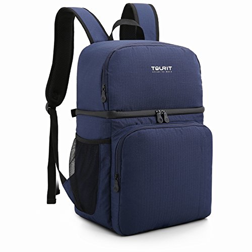 TOURIT 28L Sac Isotherme Sac à Dos Glacière Double Couches pour Pique-Nique Camping Voyage Randonnée Bleu