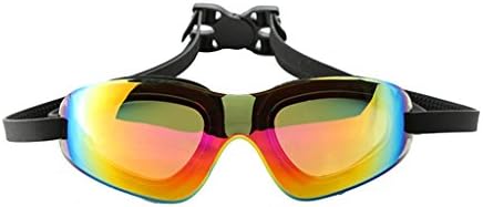 XUYAN Swimming Goggles HD Anti-Fog Silica Gel Electroplating Film Water Sports Mirrored Coating For Adults,Black,M