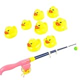 Los anzuelos son un pequeño imán, boca de pato con un pequeño metal, mientras que el anzuelo cerca de la boca del pez, el pez estará justo arriba. El juguete de pesca magnético crea un placer infinito para sus hijos