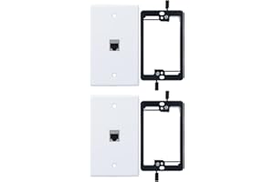 YOEMELY RJ45 Wall Plate 1 Port, (White,2 Pack), Cat7 Female to Female Metal Shielded Keystone Coupler, with Single Gang Low Voltage Mounting Bracket for Cat5, Cat5e, Cat6, Cat6a, Cat7 Network Cables