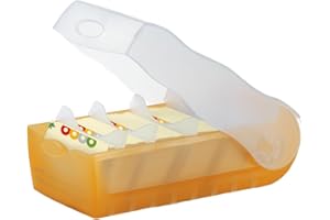 ‎HAN HAN Lernkarteibox CROCO, einfach Vokabeln lernen mit 5-Fächer-Lernsystem, DIN A8 Karteikasten für 500 Karten, inkl. 5 Stützplatten + 100 Lernkarten, Karteibox, Lernbox, 998-613, transluzent/orange