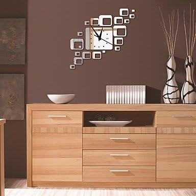 Fallen Leaf Wall Clocks Quartz Diy Modern Clocks Needle Acrylic Watches Big Wall Clock Mirror Sticker Living Room Decor , silver