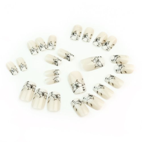Pinzhi® 24pcs New 3D Butterfly Design False Nail Art Tips Fake Nail Decoration Manicure Great for Party Wedding DIY