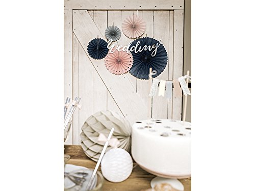 Deko Rosetten Set Pastell Ø 38, 25, 21, 19, 14 cm 5 Stück – PomPoms Lampions Hängedekoration Partydeko Hochzeit - 2
