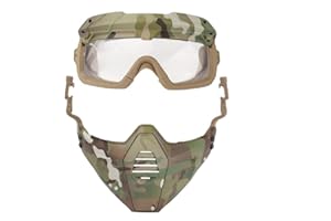 WarmHeartting Fast Helm Schutzbrille Brille mit Abnehmbarer Gesichtsmaske Passend für Airsoft Paintball Halloween Party