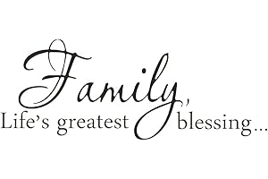 FATIYA Family Life's Greatest Blessing Vinyl Wall Decal, Removable Stickers for Home Art Decor, Inspirational Quote Saying for Living Room, Bedroom, 22 x 8.3"