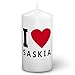 Produktbild Kerze mit Namen Saskia - Fotokerze mit Design I Love - romantische Wachskerze, Taufkerze, Hochzeitskerze, Stumpenkerze