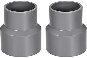 TOP-VIGOR Lot De 2 Raccords Réducteurs PVC DWV 50mm x 63mm Adaptateur De Tuyau Pour Réduction De Diamètre, Connexion Étanche Pour Systèmes D'Eau Potable Et Construction, Gris