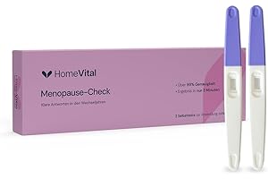 HomeVital Menopause Test für Zuhause - 2 Stück - FSH Hormontest für Frauen in Wechseljahre - Schnelltest bei Symptomen wie Hitzewallungen, Schlafstörungen, Stimmungsschwankungen - Hormon Balance Tests
