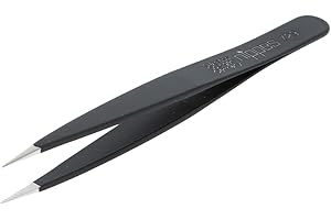 ‎NIPPES SOLINGEN Nippes Solingen 729 Pinzette Mit Schmaler Feiner Spitze | Edelstahl Rostfrei | Schwarz | 9,5 cm Länge | Zur Präzisen Haarentfernung und Augenbrauen Zupfen