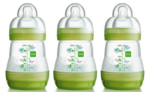 MAM Anti-Colic Bottles 160ml - Pack of 3 Choice of Pink, Green or Blue (Green)