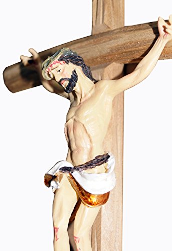 Kaltner Präsente Geschenkidee – Wandkreuz Kruzifix mit Jesus Christus Figur auf Kreuz aus Holz 25 cm von Hand bemalt - 2