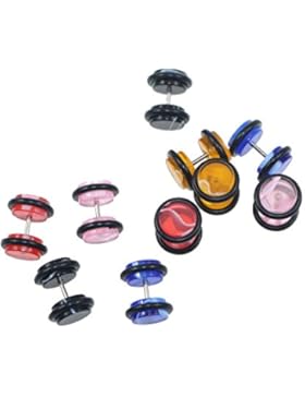 Ecloud Shop® 10 Stk. Kunststoff Ohr Fake Plug Tunnel Ohrstecker Ohrpiercing 10mm Färbig Rund