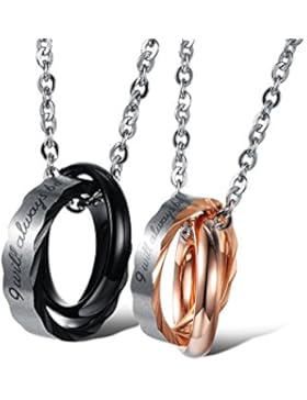 Valentinstag Geschenk Sissi jewelry Schmuck Edelstahl Pärchen Halsketten mit Gravur verliebte paare ketten mit...
