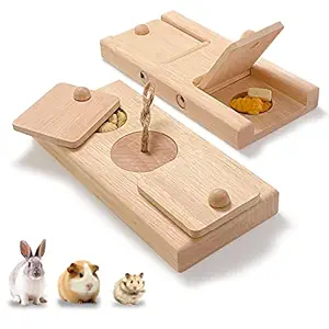 Rubor Wooden Enrichment Foraging Toy for Small Pet,Interactive Hide Treats Puzzle Snuffle Game,Mental Stimulation Toy for Hamster,Guinea Pig,Rabbit,Chinchilla