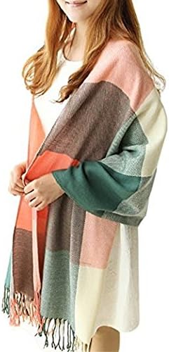 ECOMBOS Women's Fashion Long Shawl Scarf - Big Grid Autumn Winter Warm Lattice Large Blanket Scarf (Color 1)