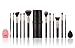Niré Beauty 12 Makeup Brushes Set with Brush Holder and Silicone Brush Cleaner, Rose Golden + Blender